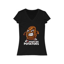 Load image into Gallery viewer, Pissed Off Potatoes Women&#39;s Jersey Short Sleeve V-Neck Tee
