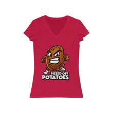 Load image into Gallery viewer, Pissed Off Potatoes Women&#39;s Jersey Short Sleeve V-Neck Tee
